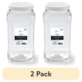 (2 pack) 4-Quart Clear Plastic Canister with White Twist-Top Lid (1 Each) 5.83" x 5.16" x 10.20"