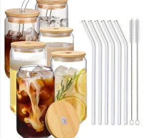 Glass Cup With Straw (Option: 6 piece set)
