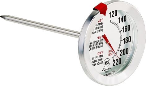 Escali AH1 Stainless Steel Oven Safe Meat Thermometer; Extra Large 2.5-inches Dial; Temperature Labeled for Beef; Poultry; Pork; and Veal Silver (Color: Analog Silver)