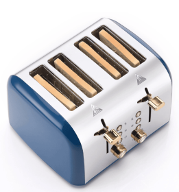 PS628T  Retro Toast Machine 4-piece Electric Griddle Sandwich Black SUS304 Food Grade 6-browning Levels 1.5-inch Super Wide Slot 3 Functions-Defr (PS628T: PS629B)